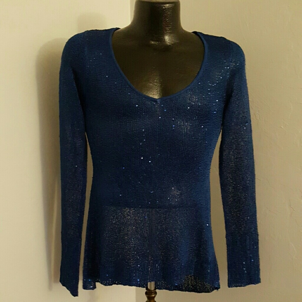 Bebe blue long sleeve sweater polyester women  size M